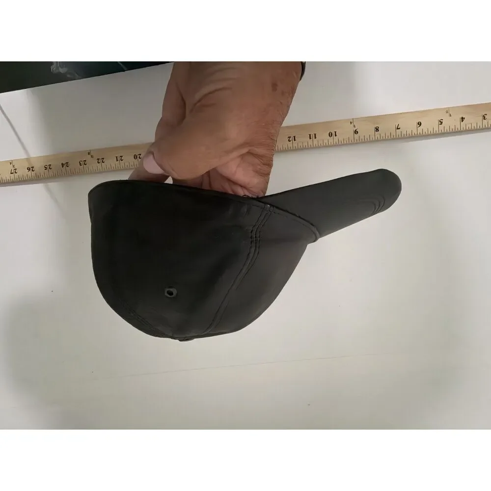 Black leather baseball cap